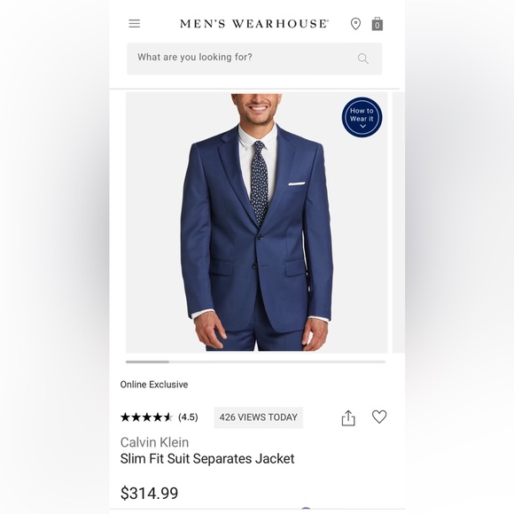 Calvin Klein Slim Fit Navy Suit - Picture 3 of 6